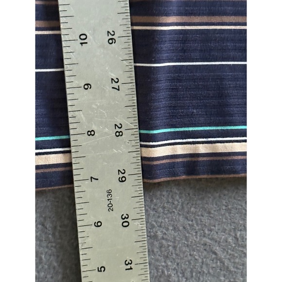 Adidas Golf Climalite Mens Large Long Sleeve Polo Shirt Navy Blue Striped - Picture 6 of 9